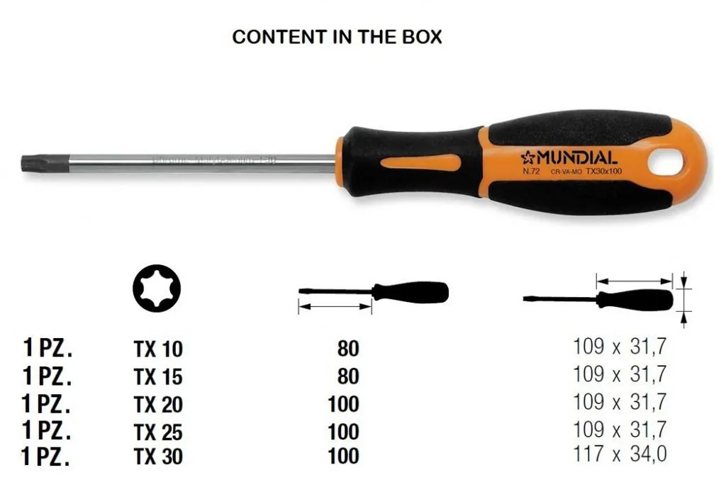 0073.010 SERIE 5 GIRAVITI TORX - Scatola cartone
