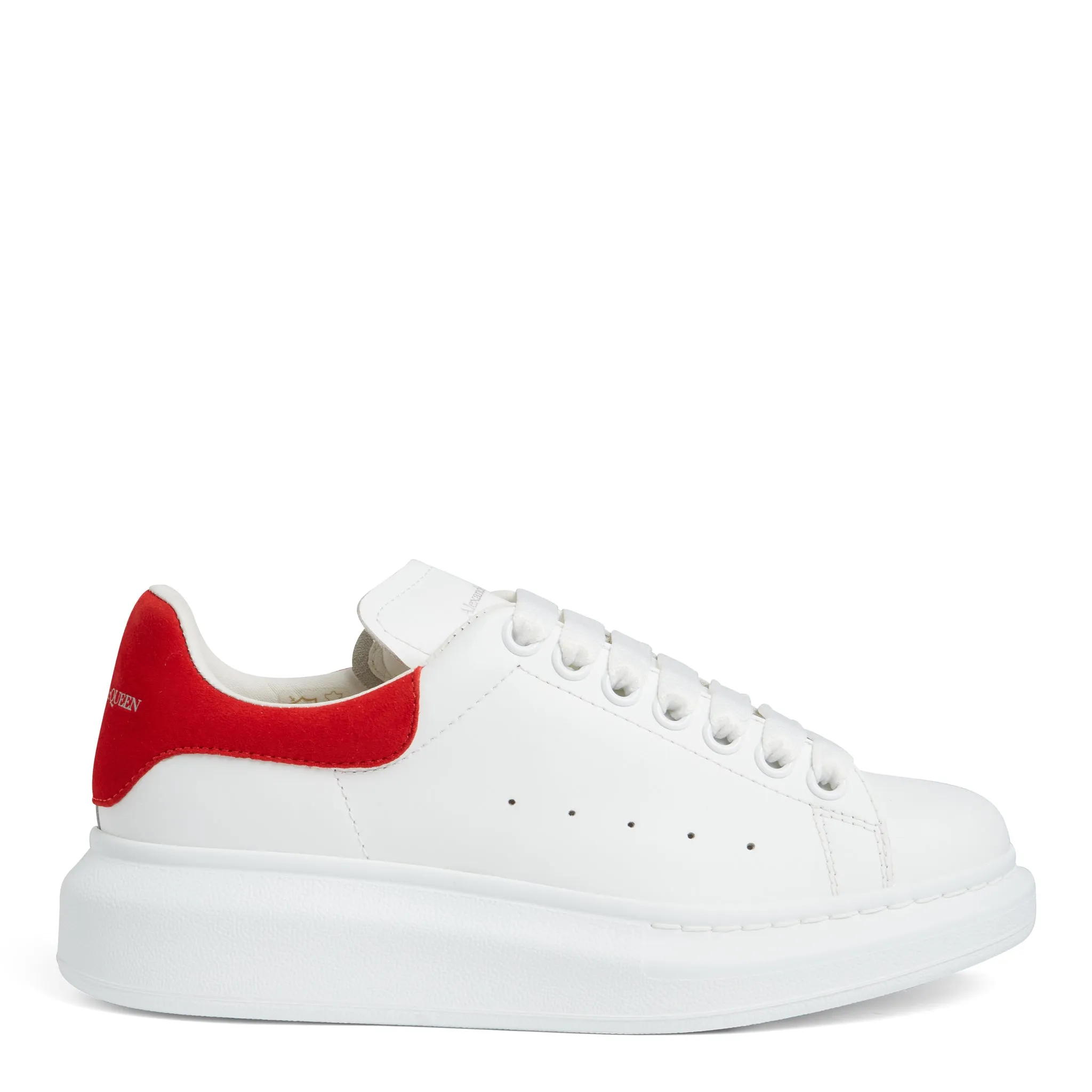 ALEXANDER MCQUEEN  Sneakers oversize in pelle bianca e rossa