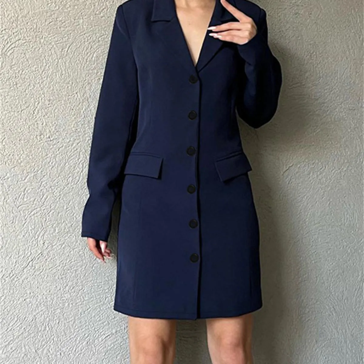 Autunno Moda Abito a vita alta per le donne Elegante patchwork con scollo a V Tasca sottile Mini abito da festa Looks 2024