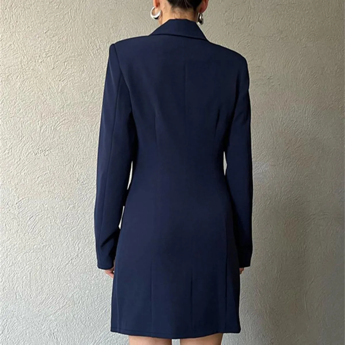 Autunno Moda Abito a vita alta per le donne Elegante patchwork con scollo a V Tasca sottile Mini abito da festa Looks 2024
