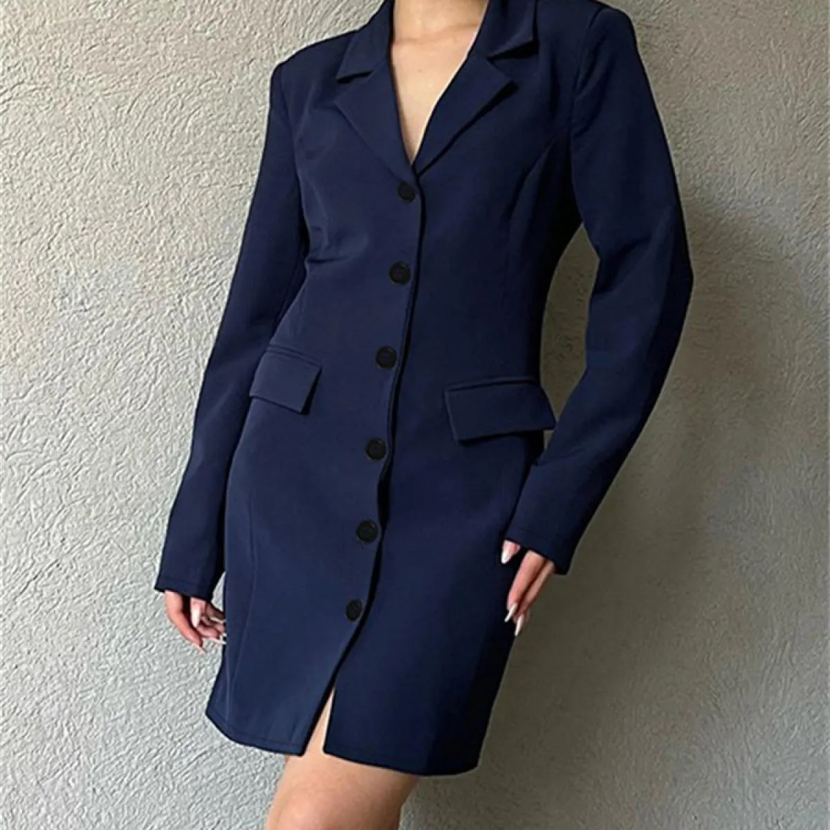 Autunno Moda Abito a vita alta per le donne Elegante patchwork con scollo a V Tasca sottile Mini abito da festa Looks 2024
