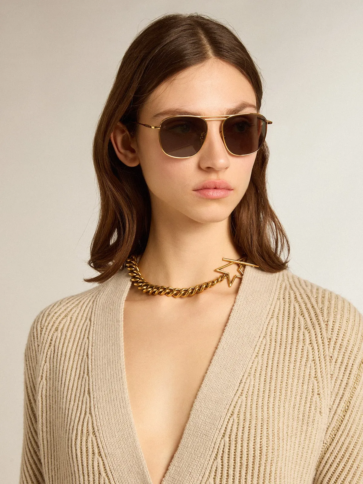 Cardigan in misto lana con trama punto costa inglese