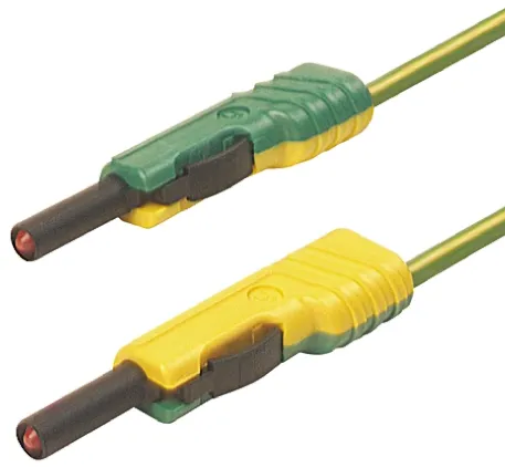 Cavo di prova da 4 mm  Hirschmann T&M, Maschio-Maschio, 16A, 60V cc, col. Verde/giallo, 1m