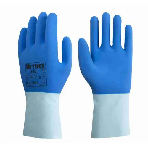 Guanti da lavoro Unigloves 440, Tg. 11, in Cotone rivestito in lattice, col. Blu