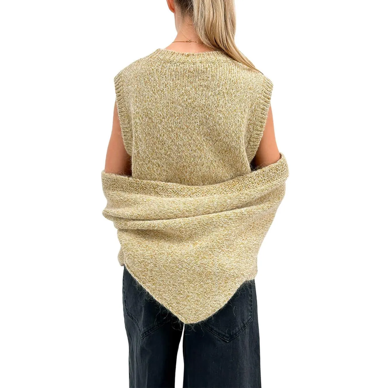 Kontatto Maglia Donna, Gilet, Sciarpa, Tessuto Misto, Oro