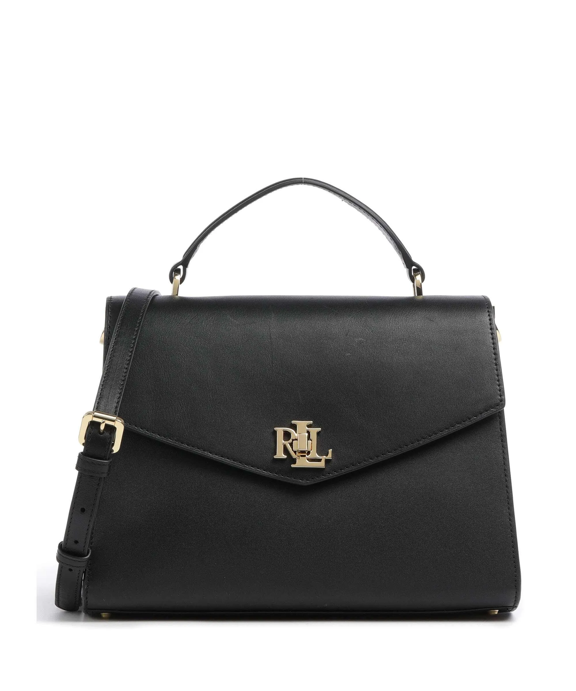  Lauren Ralph Lauren Farrah 27 Borsa a mano pelle di vacchetta finemente grana nero  