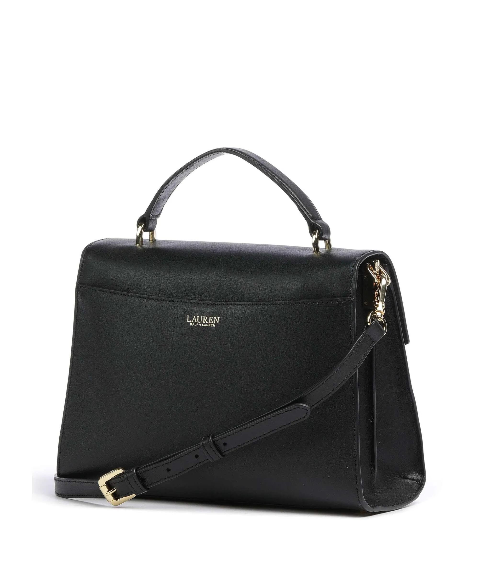  Lauren Ralph Lauren Farrah 27 Borsa a mano pelle di vacchetta finemente grana nero  