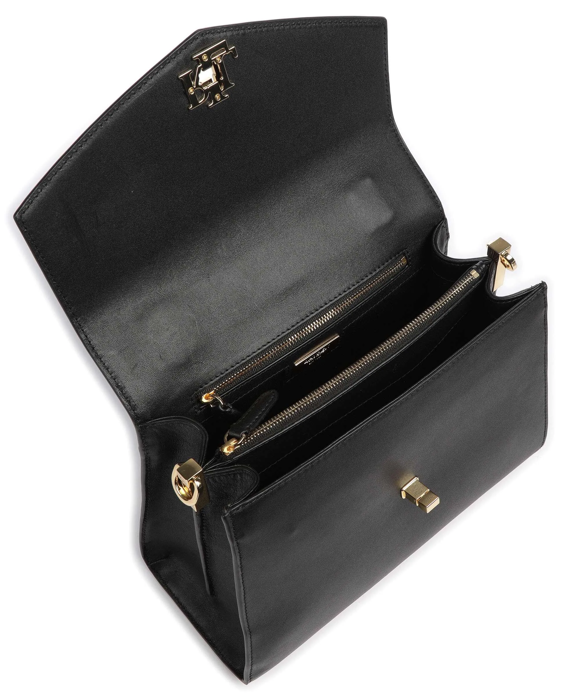  Lauren Ralph Lauren Farrah 27 Borsa a mano pelle di vacchetta finemente grana nero  