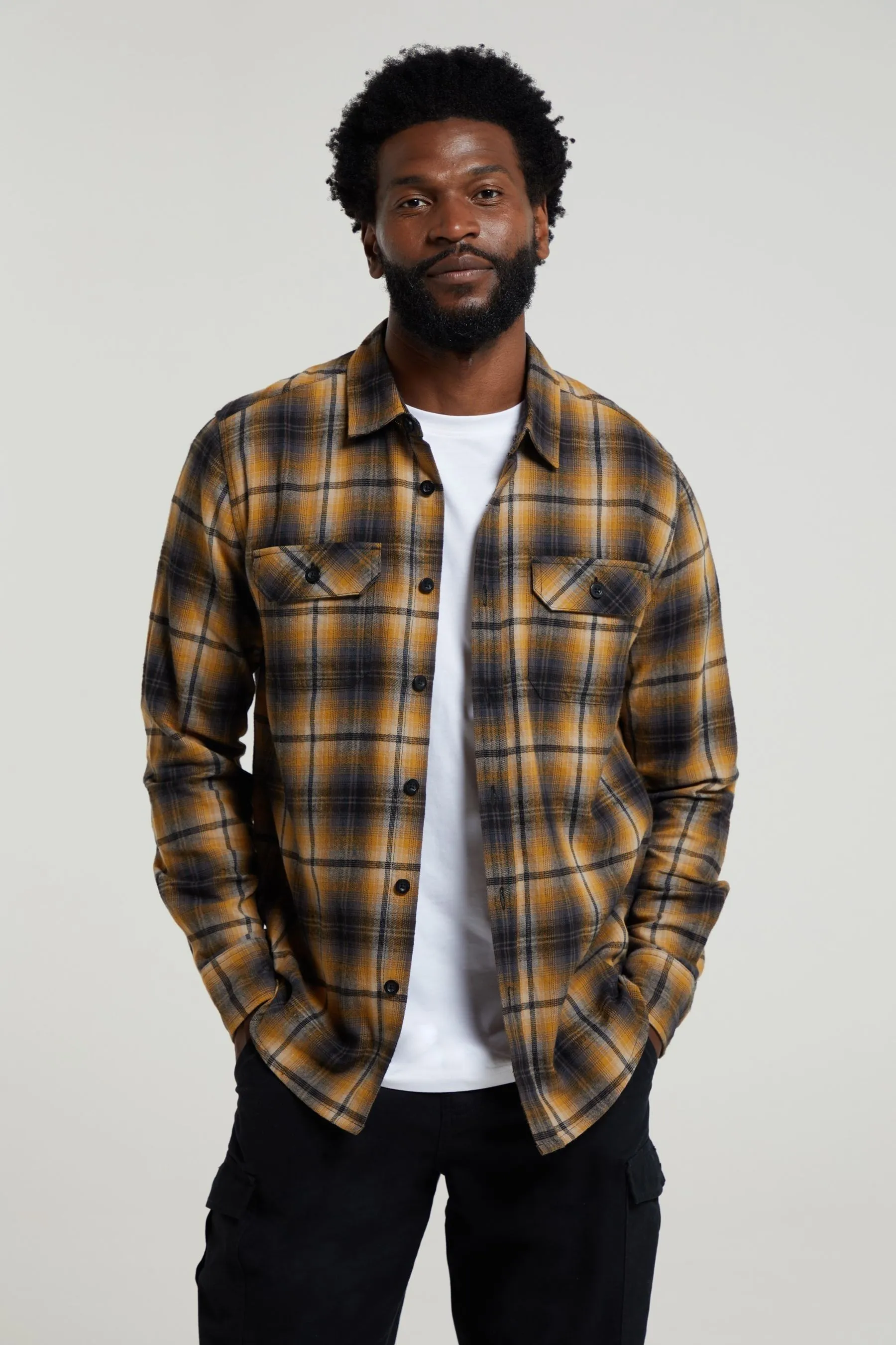 Mountain Warehouse Camicia Uomo Trace Flannel 100% Cotone Manica lunga    