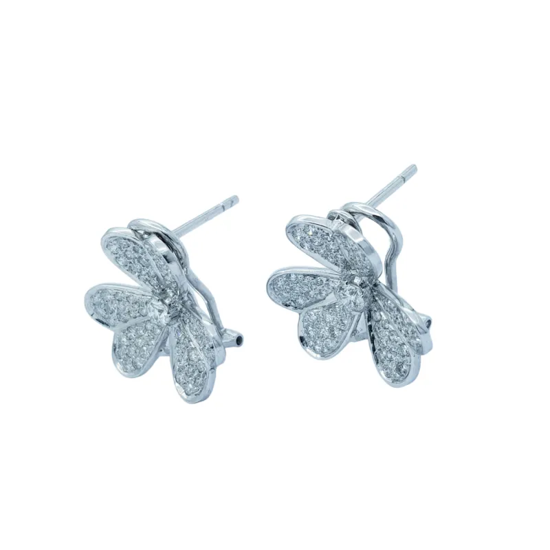 Orecchini oro Bianco 18kt con DIAMANTI 0.75ct Totale - Modello (Trifoglio)