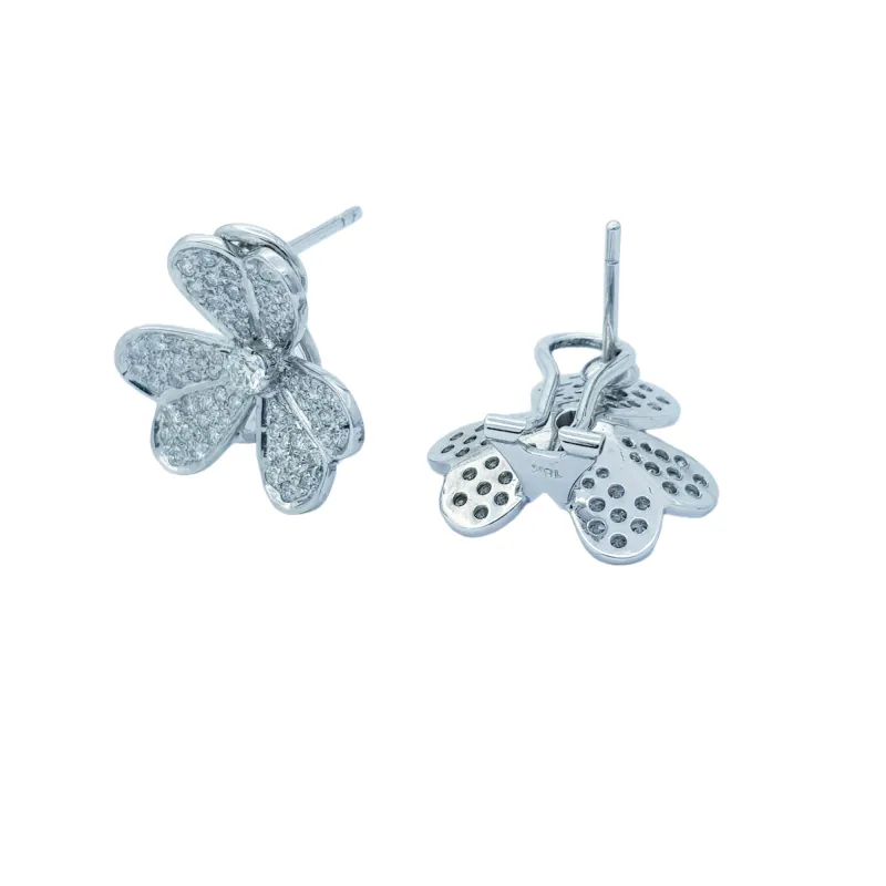 Orecchini oro Bianco 18kt con DIAMANTI 0.75ct Totale - Modello (Trifoglio)