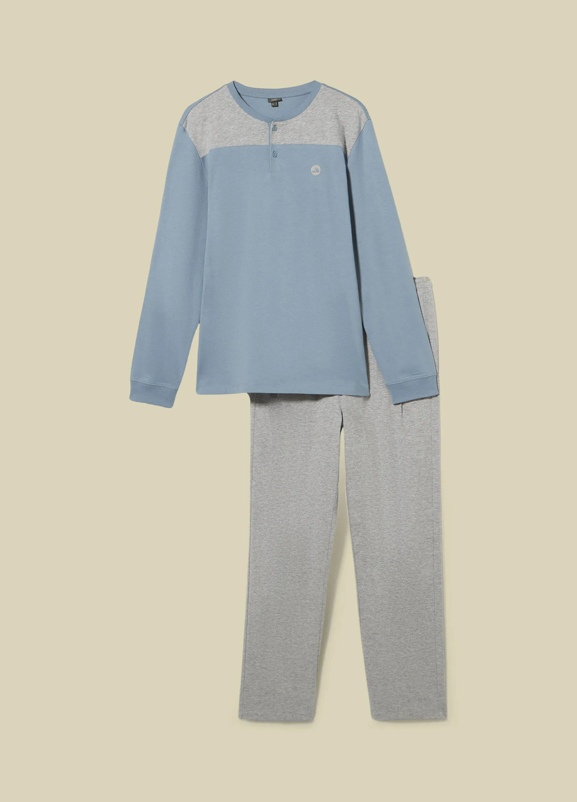 PRIVACY  Set pigiama lungo in puro cotone uomo