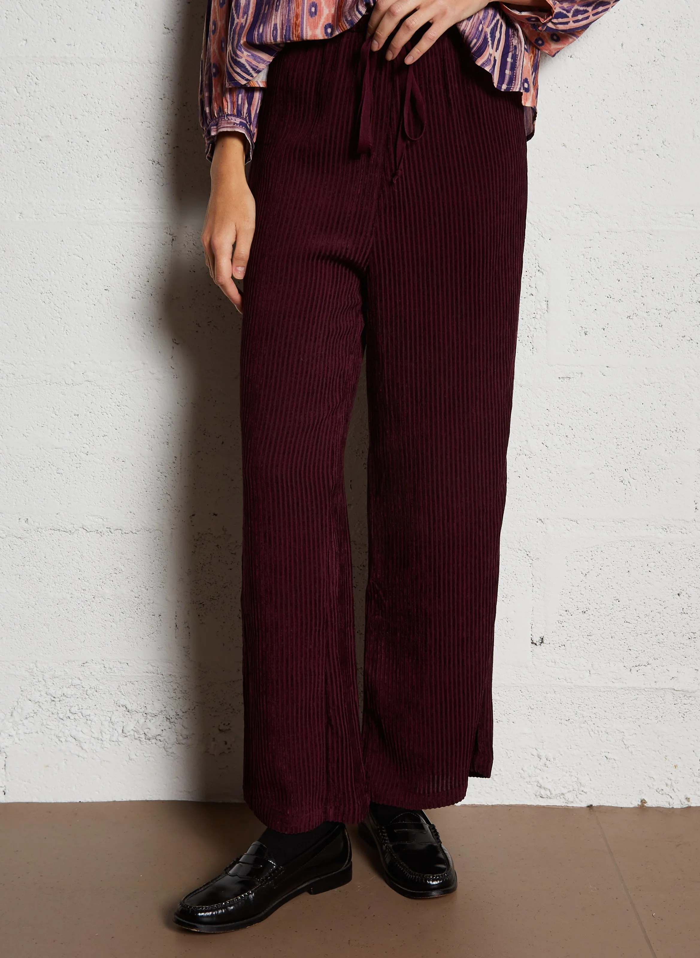  SEE U SOON   Pantalone largo in velluto a coste | Rosso