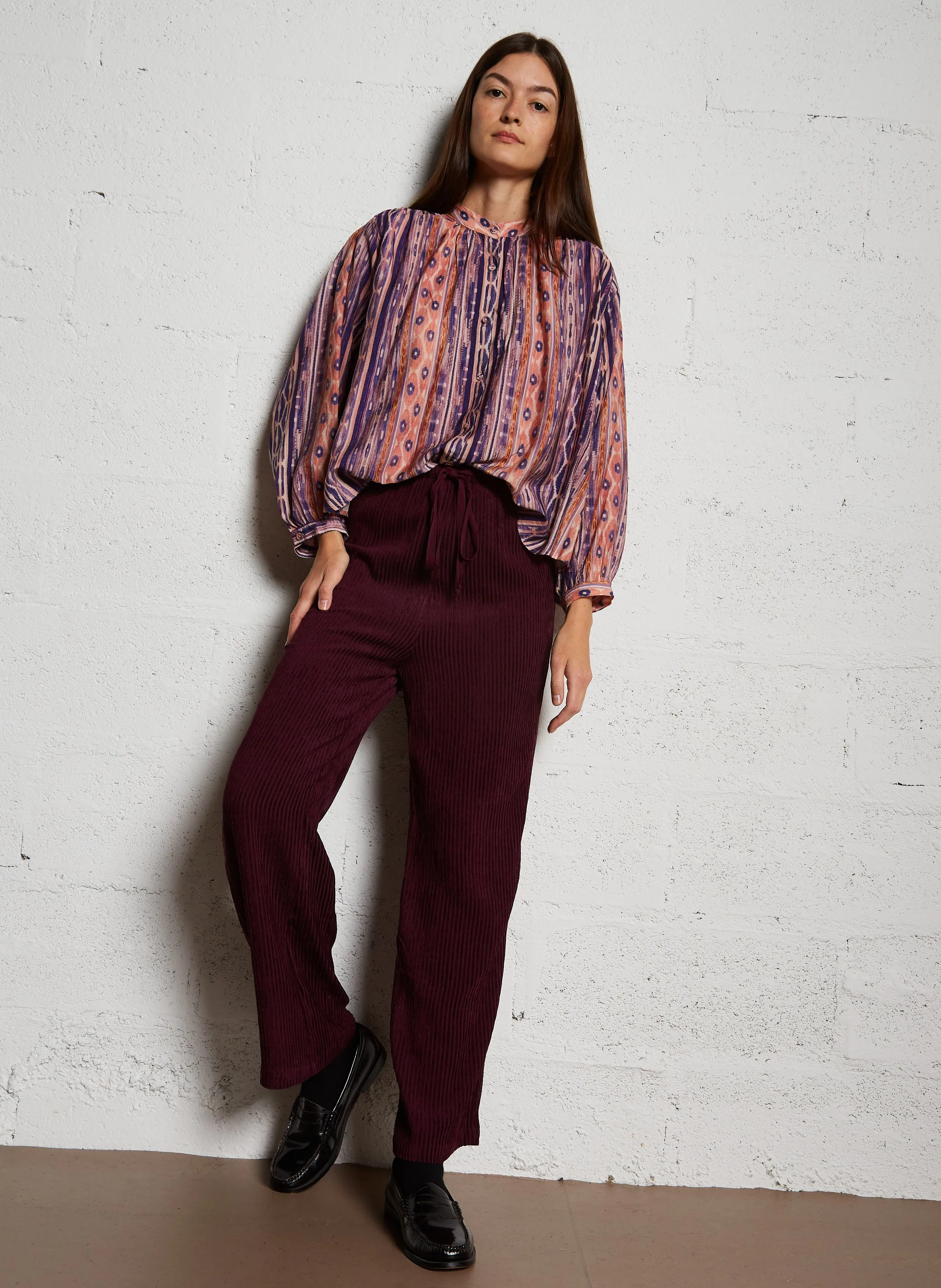  SEE U SOON   Pantalone largo in velluto a coste | Rosso