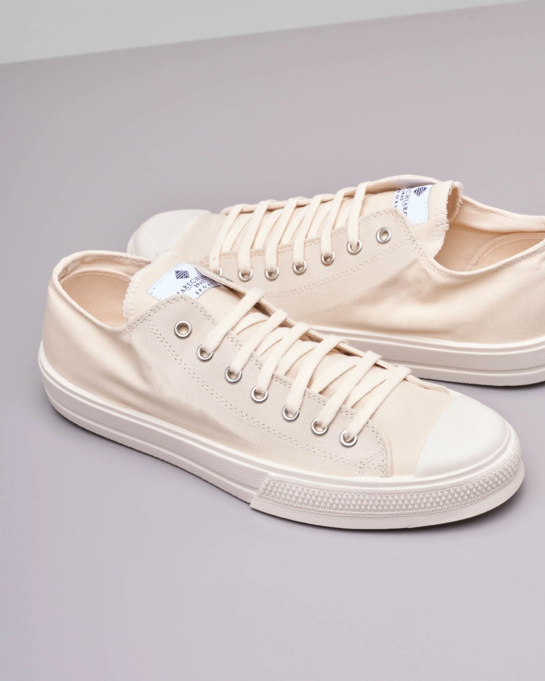 Sneakers beige in tela di cotone