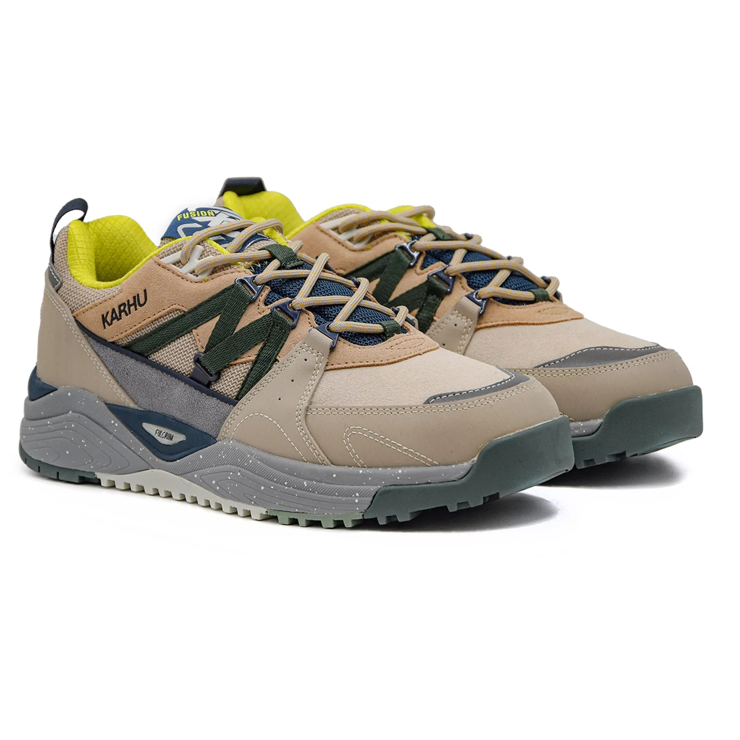 Sneakers Uomo Beige Karhu Fusion XC Sistema Fulcrom E Logo Verde