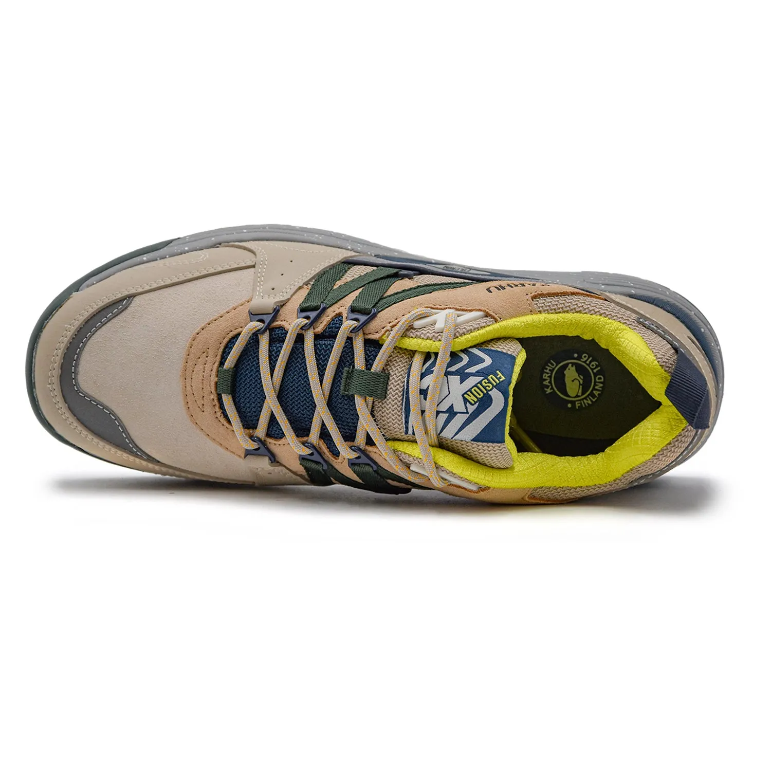 Sneakers Uomo Beige Karhu Fusion XC Sistema Fulcrom E Logo Verde