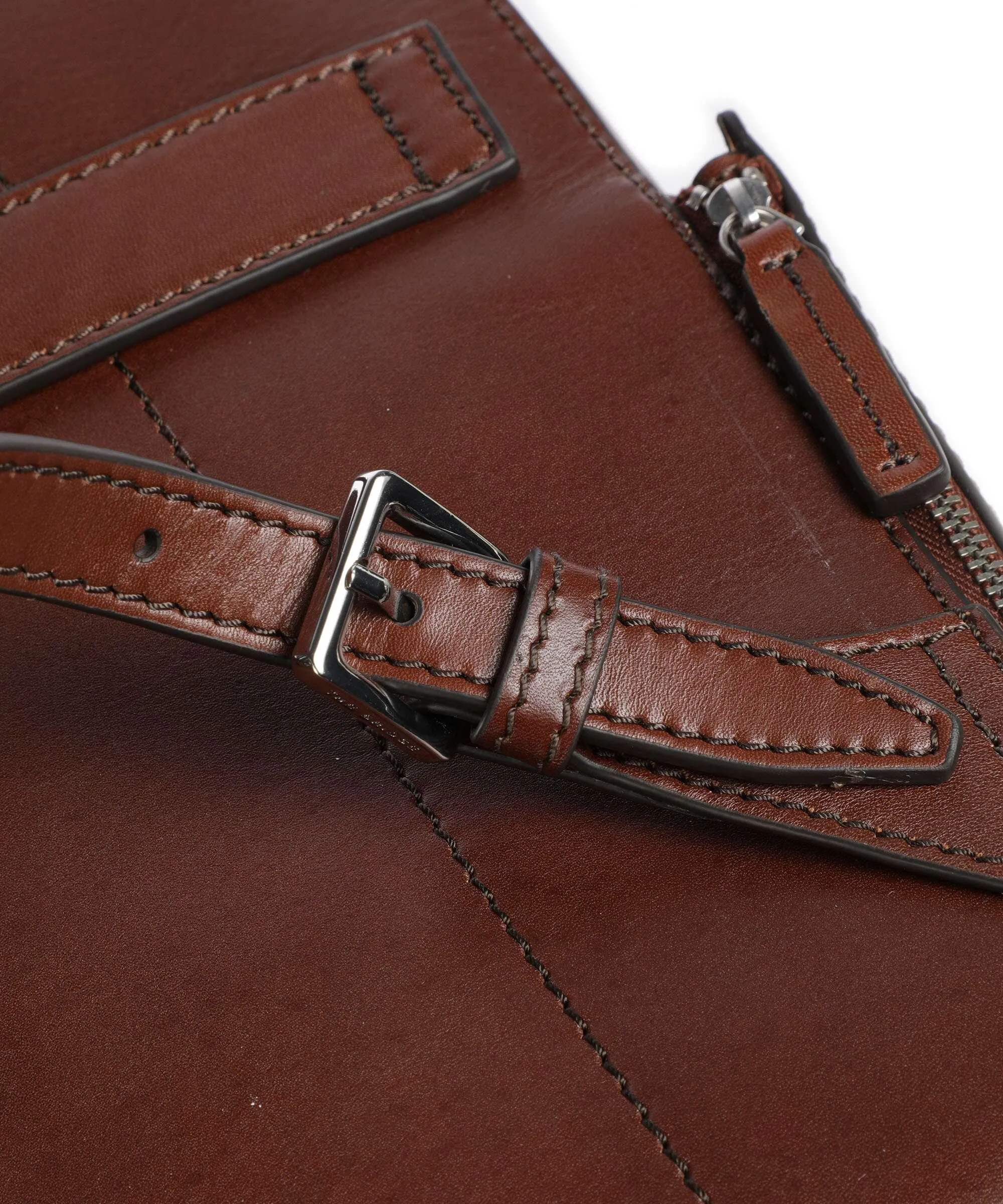  The Bridge Alberto Zaino 14″ pelle di vacchetta finemente grana marrone  
