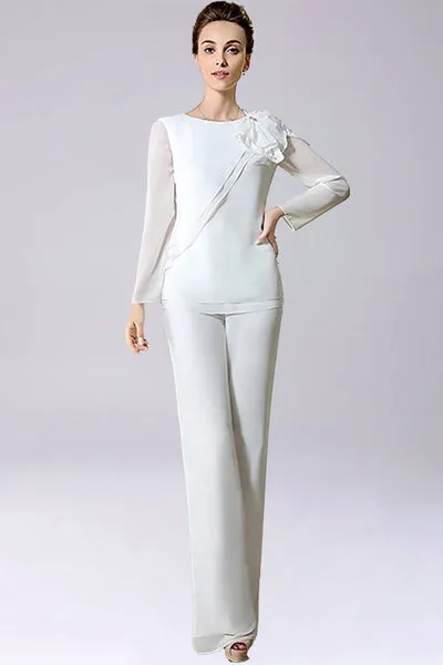 Tuta/tailleur pantalone separa pavimento-lunghezza chiffon madre del abito da sposa con fiocco