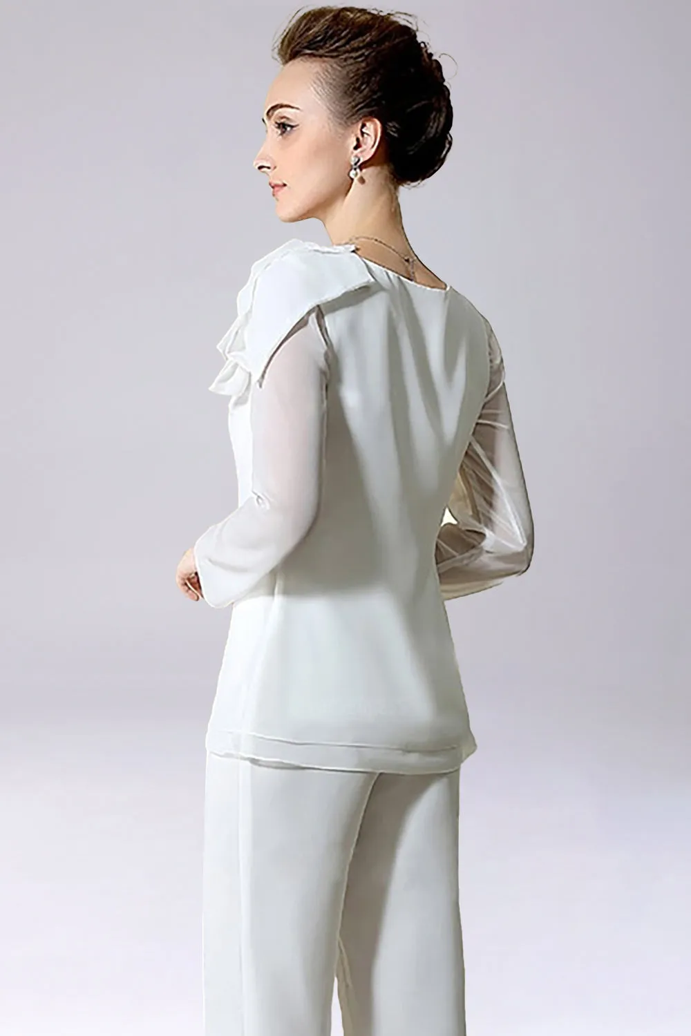 Tuta/tailleur pantalone separa pavimento-lunghezza chiffon madre del abito da sposa con fiocco