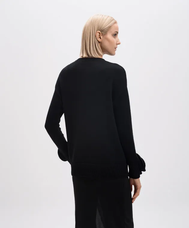 Valentino Maglia nera in lana con applicazioni 5B0KC52Q8DA