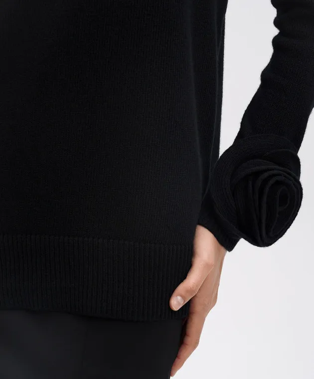 Valentino Maglia nera in lana con applicazioni 5B0KC52Q8DA